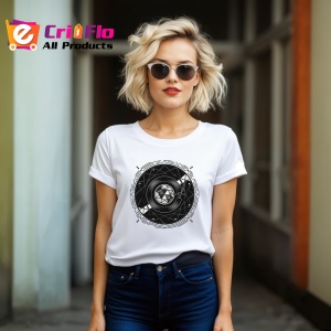 Tricou Vinil Abstract Rotund Alb Negru, Copii | Dama | Barbat