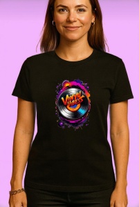 Tricou Vinyl Vibes Disc Colorat, Copii | Dama | Barbat, culoare negru - Img 4