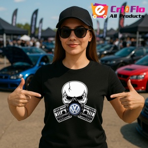 Tricou Volkswagen Skull Pistons | Unisex Dama si Barbat - Img 2