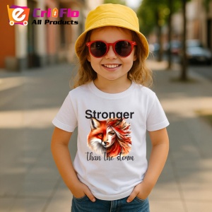 Tricou Vulpe si femeie puternica mesaj motivational stronger than the storm Copii | Dama | Barbat Barbat - Img 14