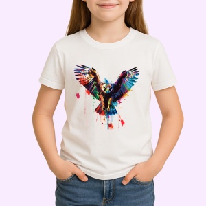 Tricou Vultur cu aripi desfacute fundal alb Copii | Dama | Barbat - Img 4
