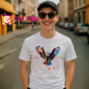 Tricou Vultur cu aripi desfacute fundal alb Copii | Dama | Barbat - Img 6