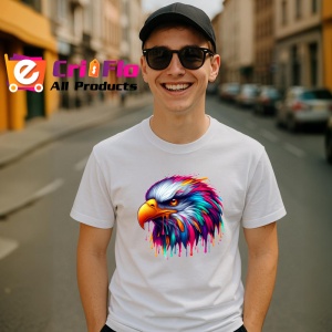 Tricou Vultur curcubeu realist in stil graffiti Copii | Dama | Barbat - Img 5