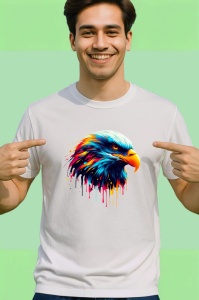 Tricou Vultur in stil pop art cu fundal albastru Copii | Dama | Barbat - Img 2