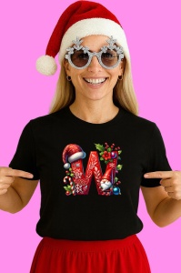 Tricou W Litere Craciun Cu Spiridus Si Caciula Mos, din bumbac 100% Copii | Dama | Barbat - Img 3
