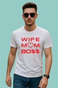 Tricou wife mom boss mesaj haios femei puternice, Copii | Dama | Barbat - Img 2