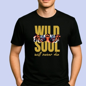 Tricou Wild Soul will never die Negru, Copii | Dama | Barbat - Img 2