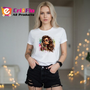 Tricou windswept long hair sunglasses tattooed, par in vant si ochelari fata tatuata, Copii | Dama | Barbat
