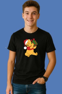 Tricou Winnie Cu Cadou Verde Si Caciula Mosului, din bumbac 100% Copii | Dama | Barbat - Img 2