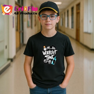 Tricou Workout Time Ceas Haltere, Copii | Dama | Barbat, culoare negru - Img 10