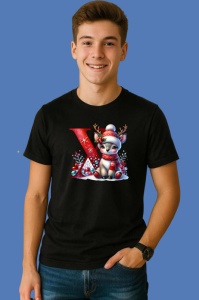 Tricou X Litera Craciun Cu Ren Si Fulgi, din bumbac 100% Copii | Dama | Barbat - Img 2