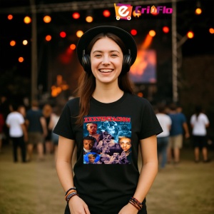 Tricou xxxtentacion albastru colaj, muzica Hip-Hop / Trap, Dama | Barbat | Copii, Culoare Negru - Img 5