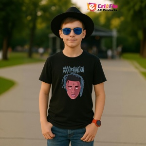 Tricou xxxtentacion desen digital, muzica Hip-Hop / Alternative Rap, Dama | Barbat | Copii, Culoare Negru - Img 6