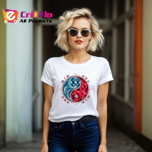 Tricou Yin Yang Rosu Albastru Stil Japonez, Copii | Dama | Barbat - Img 12