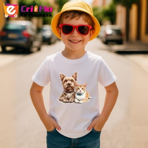Tricou Yorkshire Terrier si pisica tabby portocalie prietenie naturala Copii | Dama | Barbat Barbat - Img 13