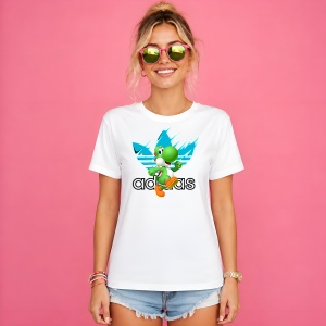 Tricou Yoshi Dinozaurul Logo Albastru Splash Urban Gaming Art, din bumbac 100% Copii | Dama | Barbat - Img 3