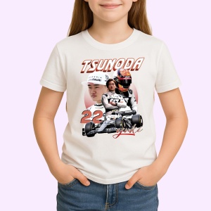 Tricou Yuki Tsunoda Colaj Costum Alb Si Masina Alfatouri Formula 1, Copii | Dama | Barbat - Img 2