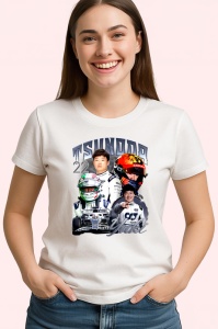 Tricou Yuki Tsunoda Poster Echipa Alfatouri Costum Alb Formula 1, Copii | Dama | Barbat