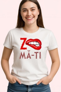 Tricou Z Ma-Ti Buze Rosii Muscate Mesaj Amuzant Ironic, din bumbac 100% , tricou alb pentru Copii | Dama | Barbat