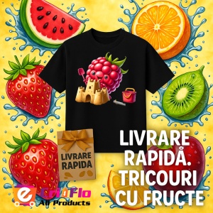 Tricou Zmeura amuzanta de vara castel de nisip, Fructe, Copii | Dama, culoare negru - Img 12