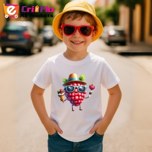 Tricou Zmeura amuzanta de vara cu inghetata, Fructe, Copii | Dama - Img 3