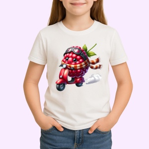 Tricou Zmeura amuzanta de vara pe scuter, Fructe, Copii | Dama