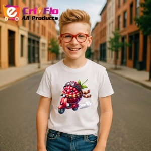 Tricou Zmeura amuzanta de vara pe scuter, Fructe, Copii | Dama - Img 5