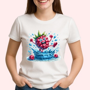 Tricou Zmeura amuzanta de vara saritura in apa, Fructe, Copii | Dama - Img 2