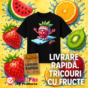 Tricou Zmeura amuzanta de vara yoga, Fructe, Copii | Dama, culoare negru - Img 12