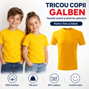 Tricouri copii simple din bumbac 100% – fete și băieți, 20 culori - Img 12