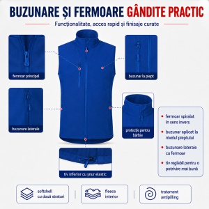 Vestă Bărbați tip Jachetă fără Mâneci, Softshell cu Fermoar – Trail 568 - Img 6