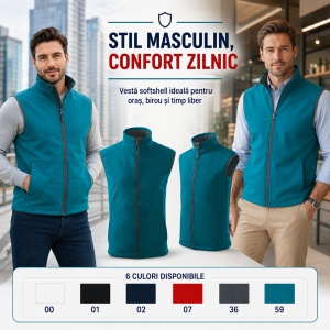 Vestă Bărbați tip Jachetă fără Mâneci Softshell, Elastică și Călduroasă – Vision 517 - Img 9