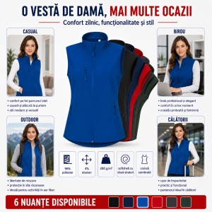 Vestă Damă tip Jachetă fără Mâneci, Softshell Elastică și Călduroasă – Trail 569 - Img 6
