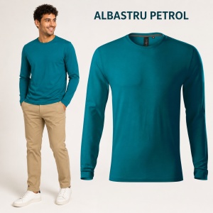 Bluză Bărbătească Brave 155 cu Mânecă Lungă, 95% Bumbac, 5% Elastan, Guler Rotund, S–3XL, 6 Culori - Img 12