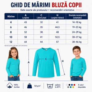 Bluză copii cu mânecă lungă FIT-T LS 121 – 100% bumbac, fete și băieți - Img 4