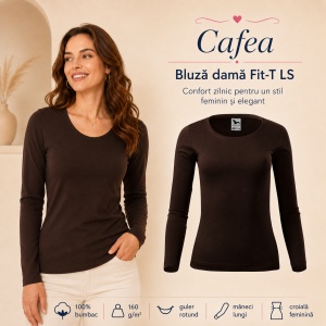 Bluză Damă cu Mânecă Lungă, 100% Bumbac, 169 Fit-T LS, slim fit cambrat – 14 Culori, XS–3XL - Img 14