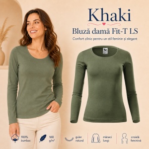Bluză Damă cu Mânecă Lungă, 100% Bumbac, 169 Fit-T LS, slim fit cambrat – 14 Culori, XS–3XL - Img 24