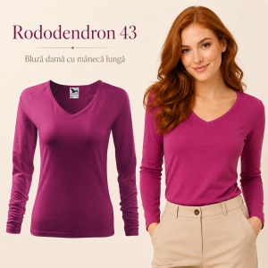 Bluză Damă Malfini Elegance 127 cu Mânecă Lungă și Guler V, 95% Bumbac – XS–3XL - Img 15