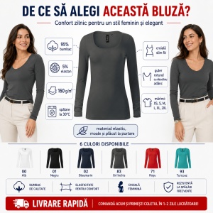 Bluză Damă Malfini Premium Brave 156 – Mânecă Lungă, Slim Fit, 95% Bumbac, 5% Elastan, 160 g/m² - Img 2