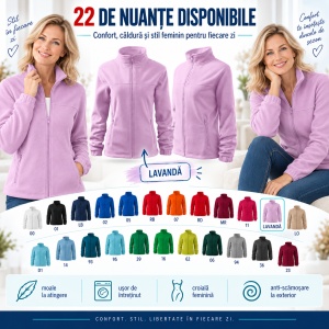 Bluză Damă Tip Jachetă Fleece Hanorac cu Fermoar, Cambrată și Călduroasă - Img 8