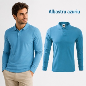 Bluză polo bărbați Malfini Single J. LS 211, mânecă lungă, 100% bumbac - Img 12