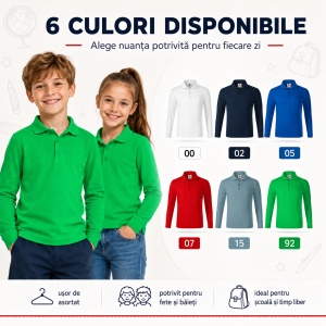 Bluză Polo Copii Simplă pentru Uniforma Școlară