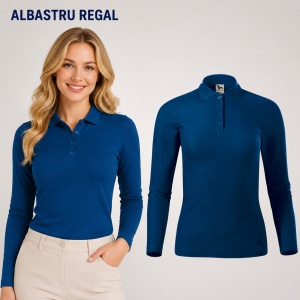 Bluză Polo Damă cu Mânecă Lungă Malfini, Croială Cambrată, Guler Polo Raiat, 4 Nasturi, 10 Culori, Mărimi XS–2XL - Img 13