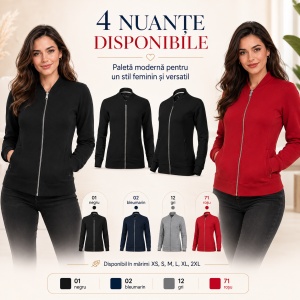 Bluza Premium Damă Tip Bomber cu Fermoar Malfini 454 – 320 g/m² - Img 10