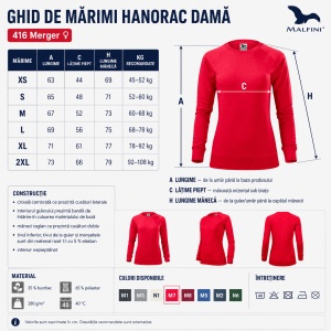Bluză Simplă Mânecă Lungă Damă tip Hanorac Malfini 416 Merger – 280 g/m² - Img 4