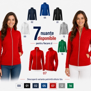 Bluză tip Hanorac Damă fără Glugă cu Fermoar Malfini 409 Viva – 300 g/m²