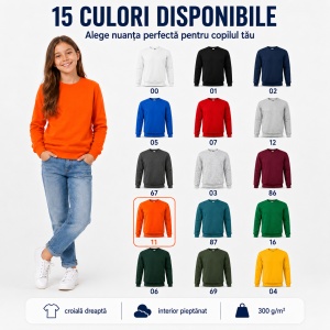 Bluză tip hanorac pentru copii, fără glugă, fete și băieți, 300 g/m² - Img 8