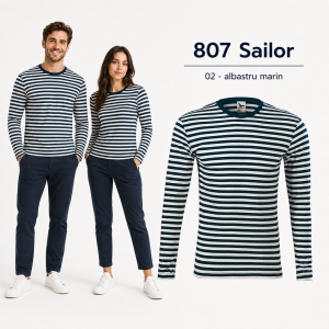 Bluză unisex damă și bărbat Malfini 807 Sailor, tip marinăresc, mânecă lungă, 100% bumbac, 150 g/m² - Img 12