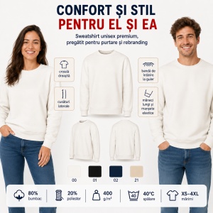 Bluză Unisex Damă și Bărbat tip Hanorac fără Glugă, Groasă, Casual și Confortabilă – Vibe Crew 430 - Img 10