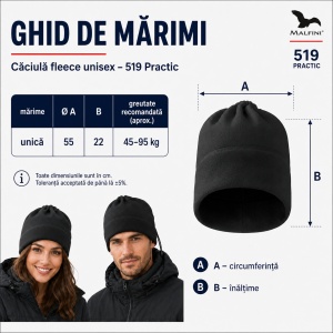 Căciulă Polar Fleece Unisex 2 în 1 – Căciulă sau Fular Malfini Practic 519 - Img 4